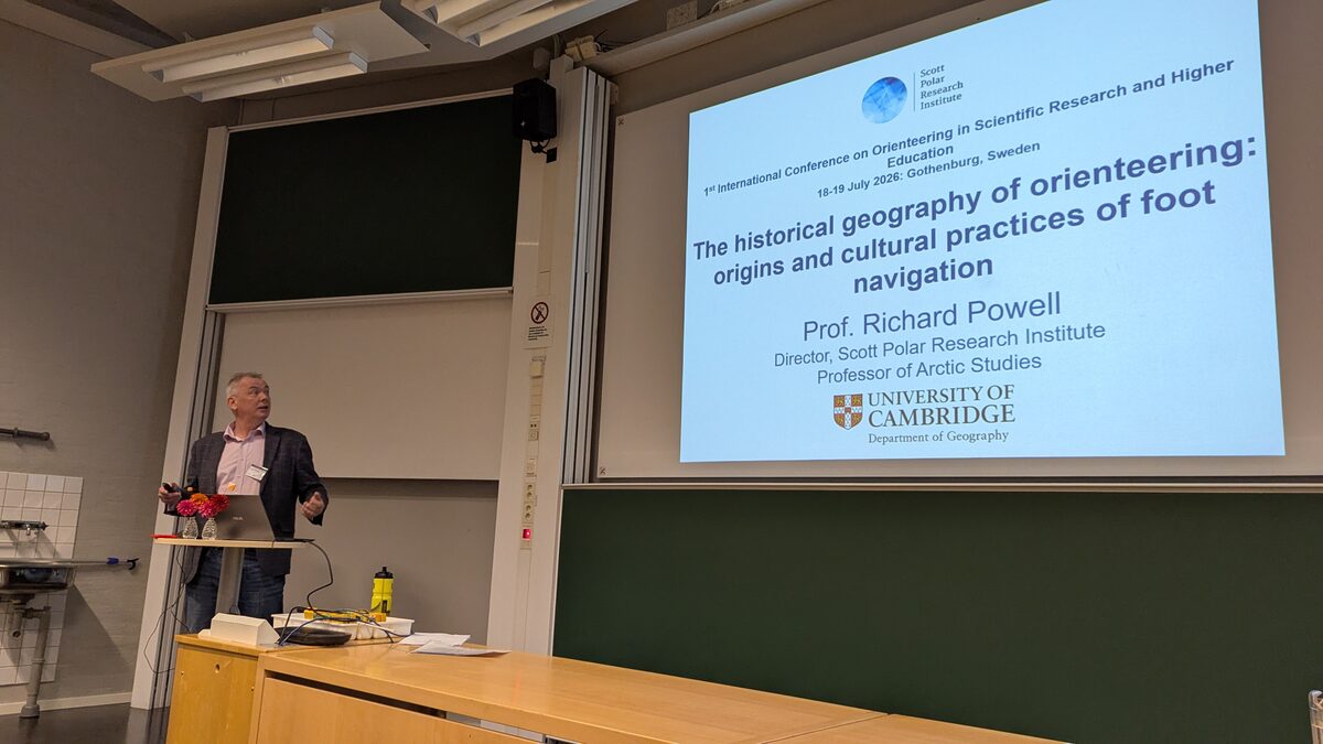 Richard Powell presenting the historical geography of orienteering