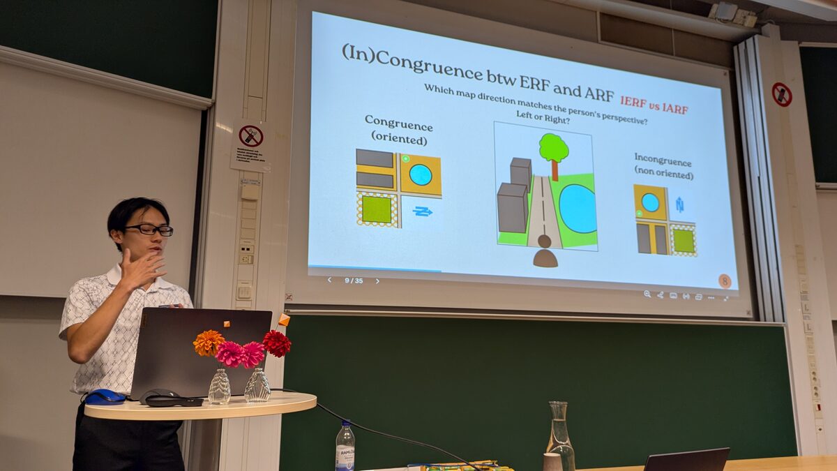 Wei Cheng Lin presenting research on spatial reference frames